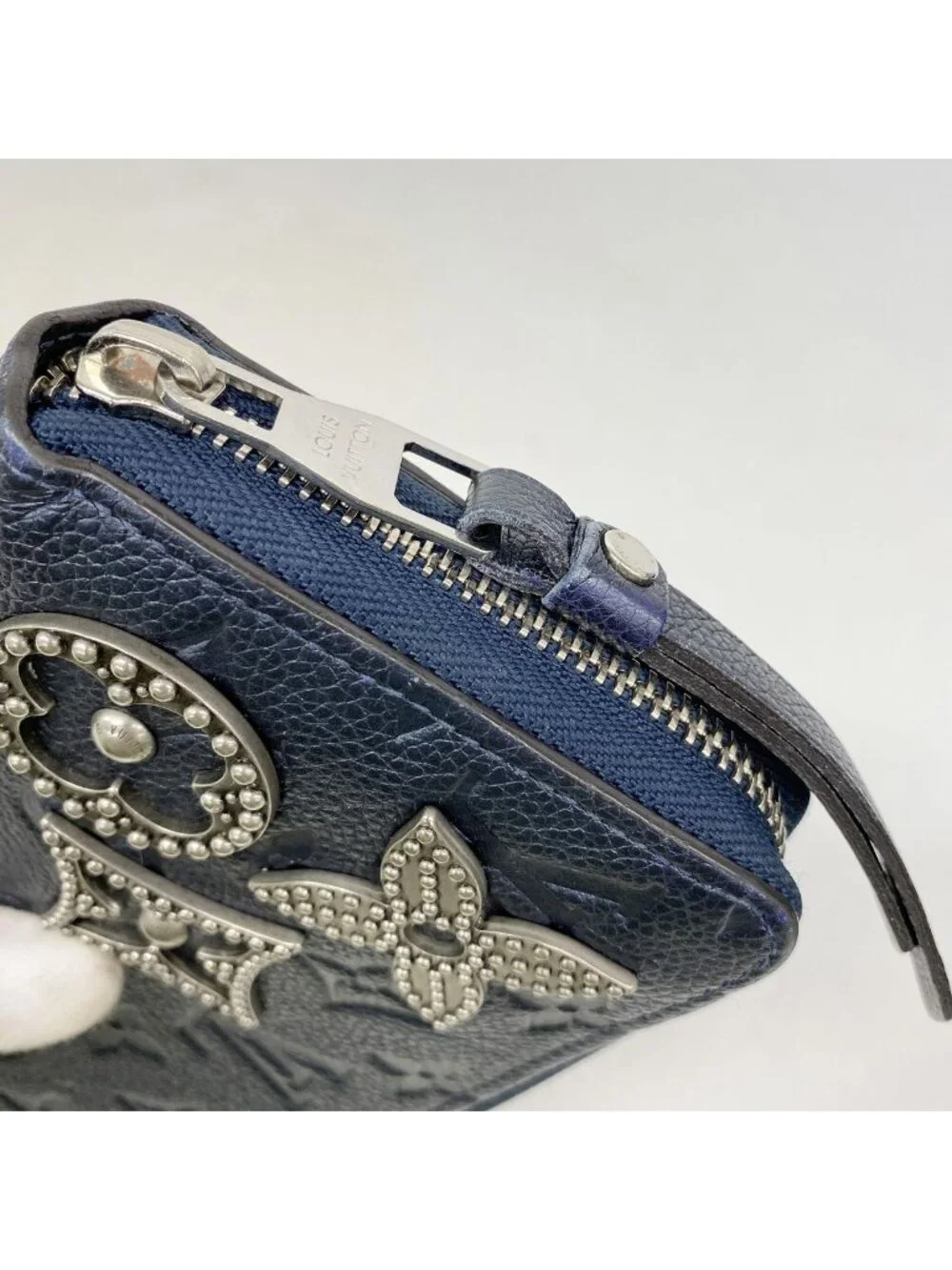 Louis Vuitton Wallet Monogram Empreinte Flower Studs Zippy Marine Metal